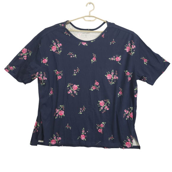 Woman Within Tops - Woman Within Top T-Shirt Womens Blue Size 3X Short Sleeve Pullover Floral